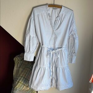 Free Assembly Striped Cotton Long-Sleeve Mini Dress M